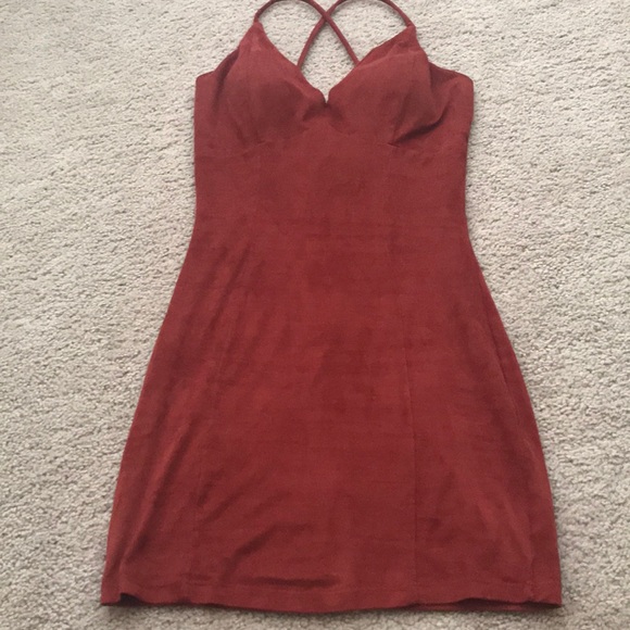 Rust colored suede mini dress - Picture 2 of 3